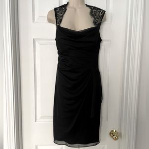 Scarlett Elegant Black Midi Dress with Lace Accents